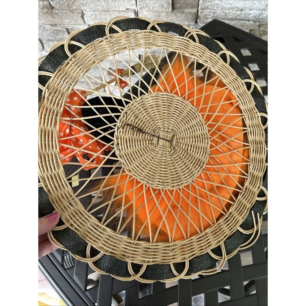Vintage 16 Inch Handmade Witch Face Halloween Wreath